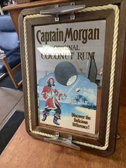 Captain Morgan Original Coconut Rum Nautical Pirate Mirrored Sign