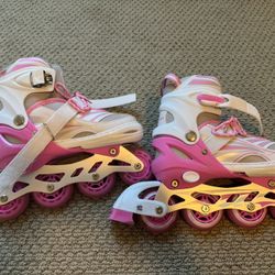 Girls Kids Rollerblades LED Wheels Size 4-7