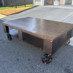 Rolling Wood Center Table For Sale!!!!