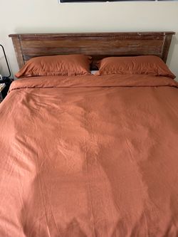 Rustic Wood King Bed Frame with Headboard