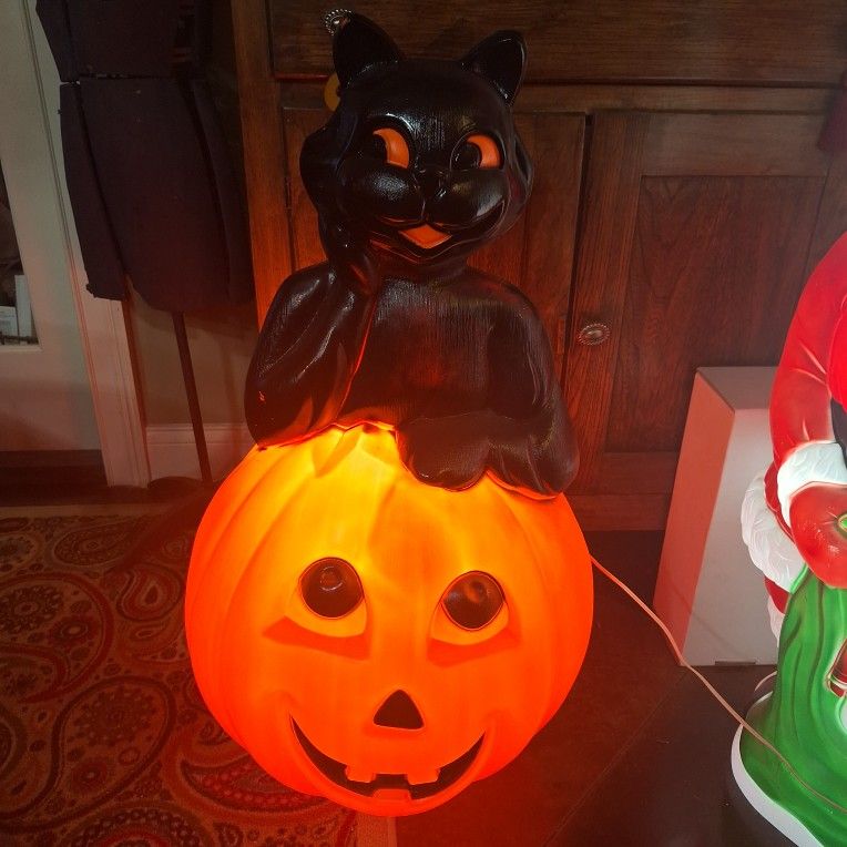 Vintage HALLOWEEN BLACK CAT And Pumpkin EMPIRE Blow Mold 1993