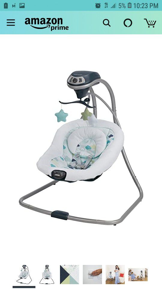 Graco Simple Sway Baby Swing | 2 Speed Vibration, Stratus
