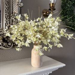 16" Blooming Cherry Wild Flowers w/ Wood Vase (NEW)