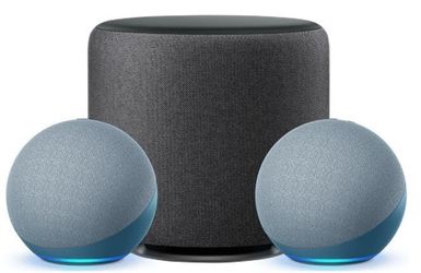 Amazon Alexa Home Theater Bundle – 2 Echo (4th Gen) + Echo Sub + ECHOGEAR Mounts
