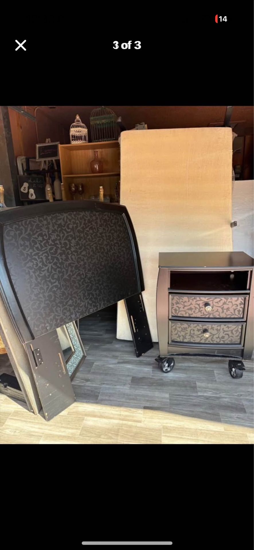 Twin Storage Bed Frame with mattress and Bedside table
