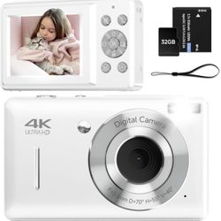 Digital Camera for Kids, FHD 1080P 44MP Point and Shoot Digital Camera with Face Detect, Smile Capture, 18X Zoom, 20 Filters, Anti Shake, 32GB SD Card
