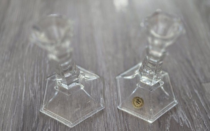 Princess House 854 24% Lead Crystal Candlestick holders 2 pc Used