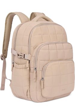 CLUCI 17.3 Inch Laptop Backpack for Women, Anti Theft Travel Backpack, Puffer Quilted Work Backpack, Water Resistant College Bookbag, Carry on backpac