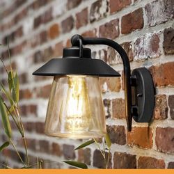 Outdoor Indoor Wall Lantern, Farmhouse Barn Wall Sconce Lighting Fixture,Matte Black Finish Anti-Rust Wall Mount Light, Waterproof Wall lamp with Clea