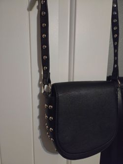 Black Studded Crossbody Saddle Bag