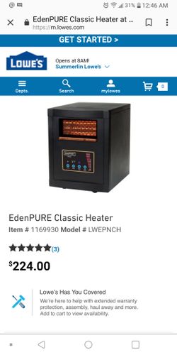 Eden pure space heater like new for Sale in Las Vegas, NV - OfferUp