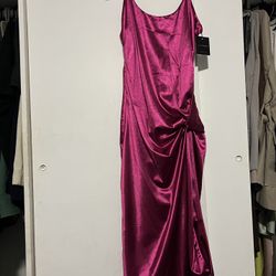JLuxlabel Fuchsia Hot Pink Satin Slit Dress XL