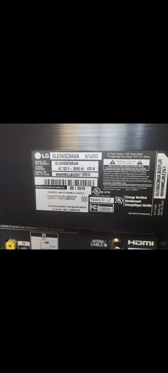 LG TV C9 65 inch 4k Oled