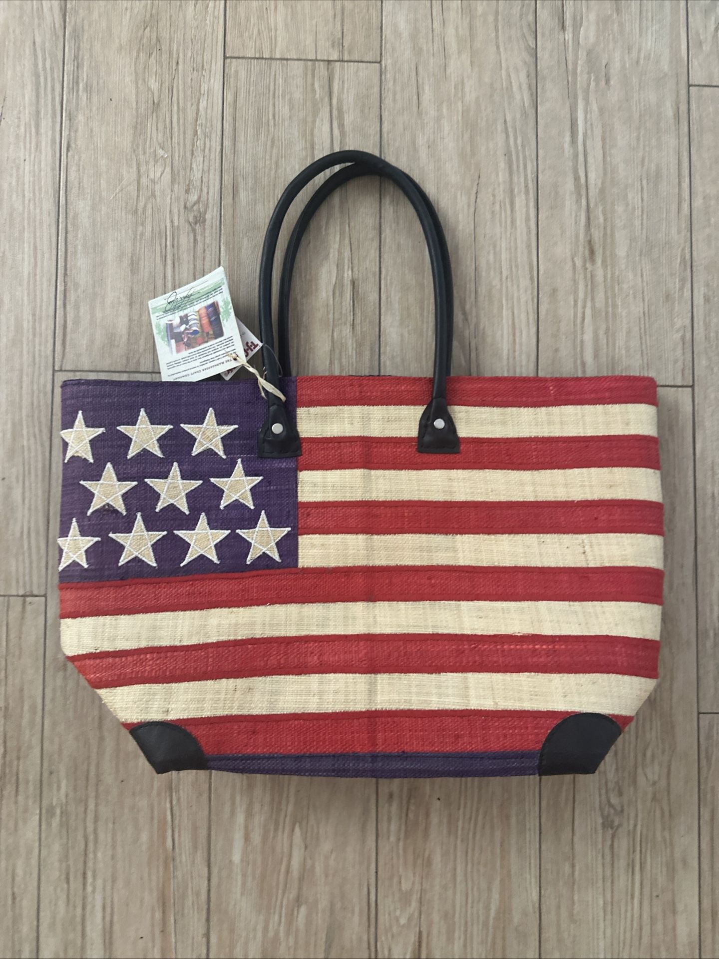 NWT American Flag Bag By “The Madagascar Craft Company”