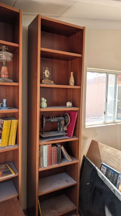 1) Vintage bookshelf MCM 22" Denmark teak veneer book shelf bookcase Mid-Century Scandinavian