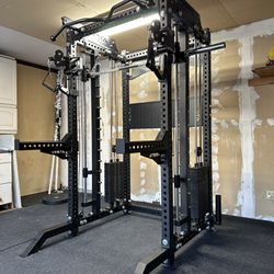 PRO SERIES Ultimate Half Rack Functional Trainer w/Smith Machine Bar | 400lb Stack | Gym Equipment | Fitness | Commercial | Squat Rack 