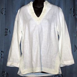  	
'Virginia Taylor' Embroidered Trim 100% Linen Tunic