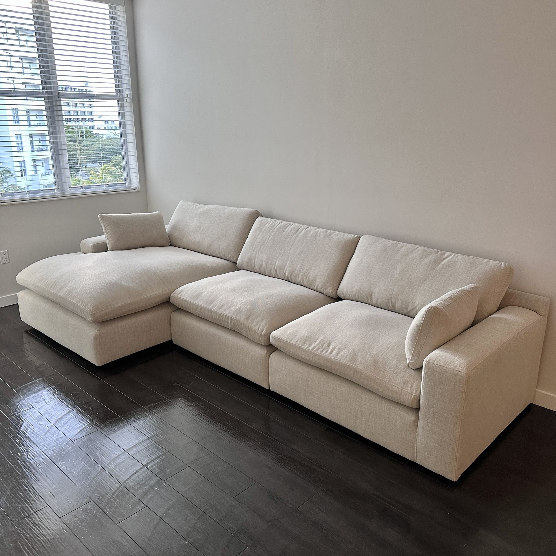 Beige Linen Cloud Couch Sectional (NEW) 
