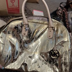 Gold Michael Korrs Bag And Wallet Set 