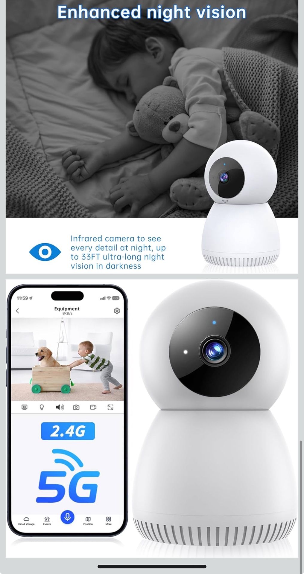 NoahTec Indoor Camera,1080P Pet Camera Baby Monitor,AI Motion Detection, 2-Way Talk, Night Vision, Siren, Compatible with Alexa