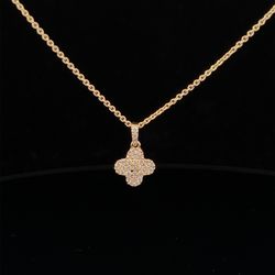 14k Diamond Clover Pendant