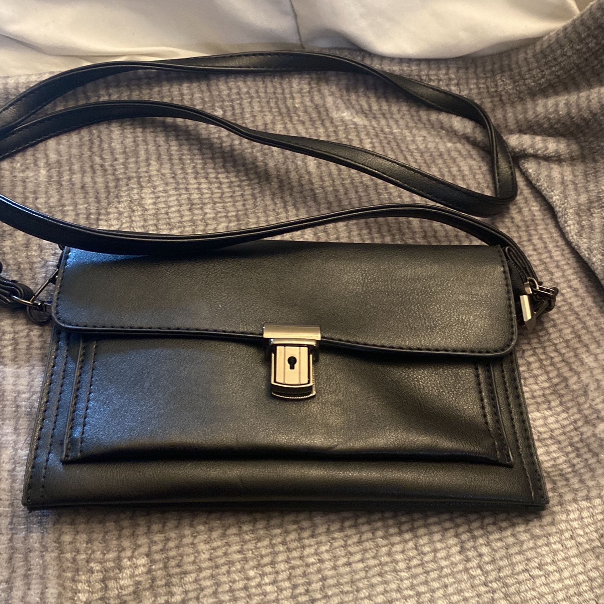 Black Bag Two In One Long Strap For Shoulder And Wrist Strap