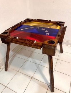 Handmade Wood Domino Table Venezuelan Flag