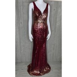 Beautiful Sequin Burgundy And Gold Dress 