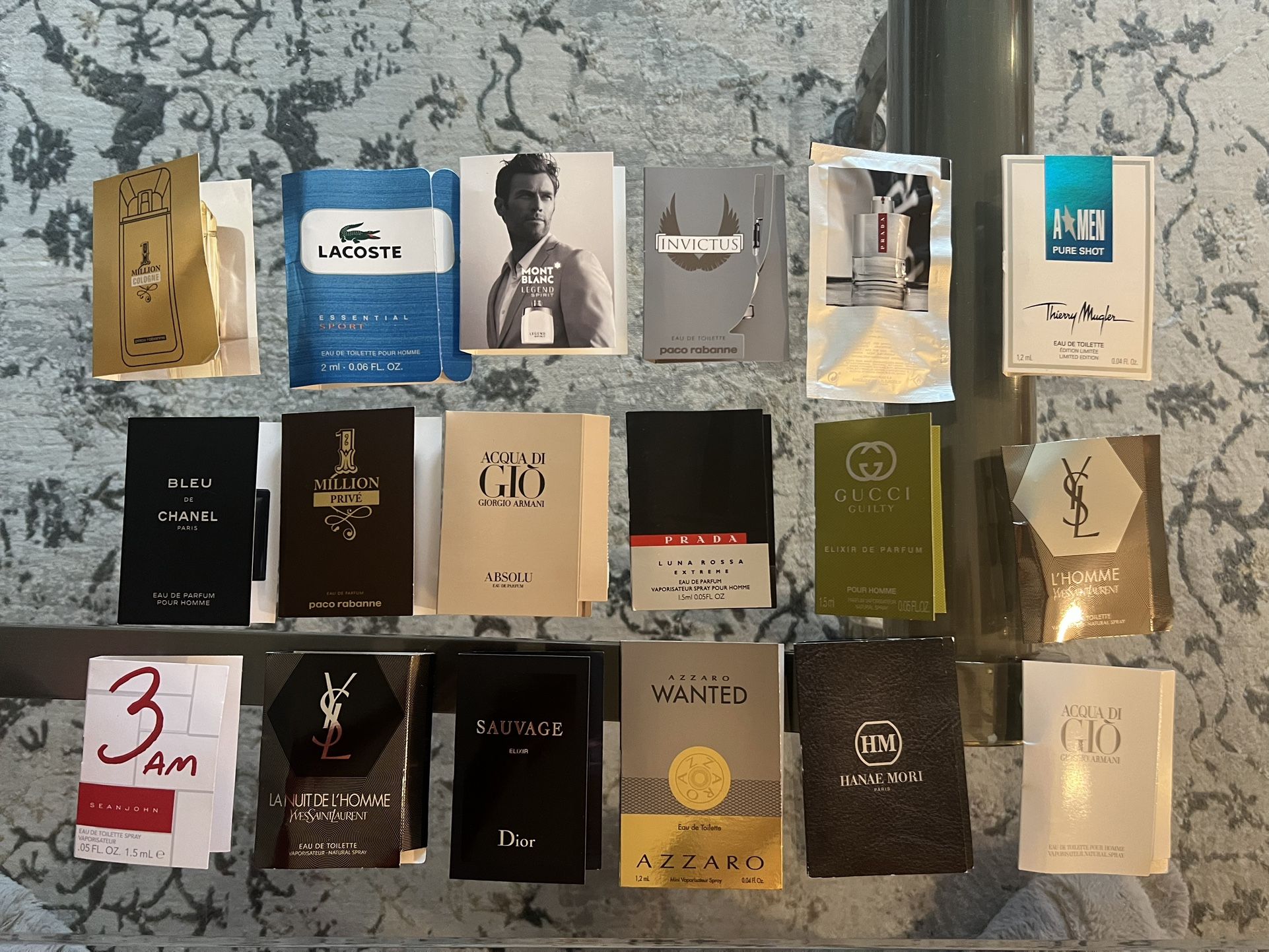 Men’s Cologne Sample Vial Lot Of 18 Luxury Designer