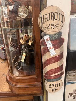 Wood Hanging Barber Pole