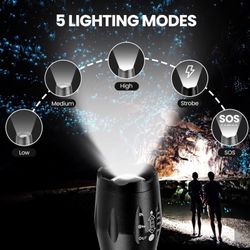 8 Pack LED Emergency Handheld Flashlight, Adjustable Focus, Water Resistant with 5 Modes, Best Tactical Torch for Hurricane, Camping, Dog Walking