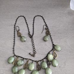 Vintage Choker Necklace N Earrings Set