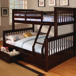 Twin/Full Bunk Bed With Mattresses Included 
