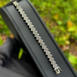 Vintage Art Deco Jewelry .925 Sterling Silver knight bracelet 6.00” 8.5mm 16.20g