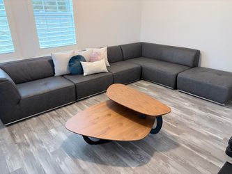 4 piece leather modular sectional with ottoman