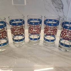 1970's Vintage Tiffany Style Pepsi Cola Glass Set