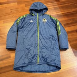 Adidas Seattle Sounders FC XL Sideline Bench Parka Jacket Blue Xbox MLS Men’s