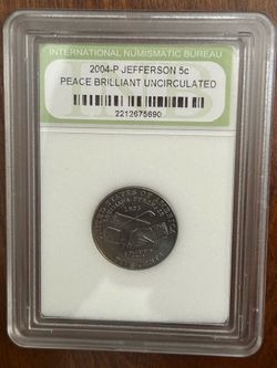 2004-P JEFFERSON 5c PEACE BRILLIANT UNCIRCULATED
