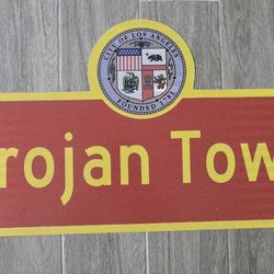 USC TROJANS Trojan Town Aluminum Reflective Street Sign 