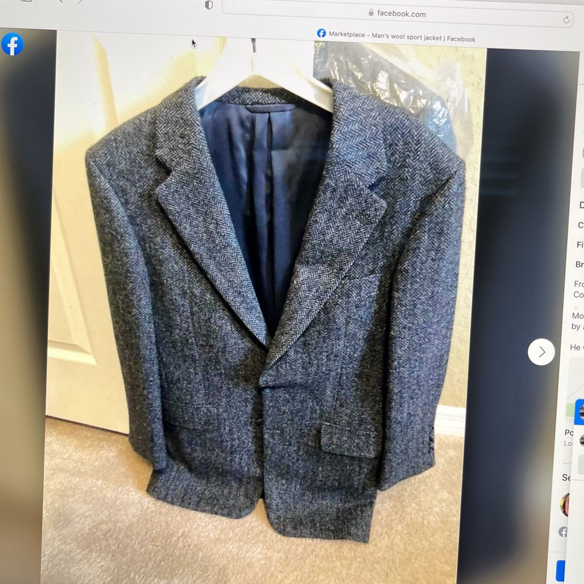 Man’s Dark Gray Wool Sports Jacket 