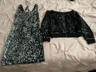 Women Sequins Dress And Matching Jacket 