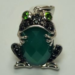 Silver 925 Pendant with Green Onyx/Black Spinel