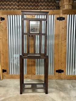 Antique Hall Tree Hat Rack With Hooks and Mirror
