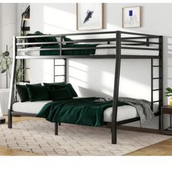 Bunk Bed Full XL Over Queen, Heavy Duty Metal Bunk BedFrame, Full XL Bunk Beds, Black
