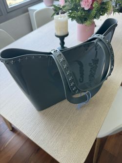 Carmen Sol Made in Italy Angelica Large Tote - Light Grey