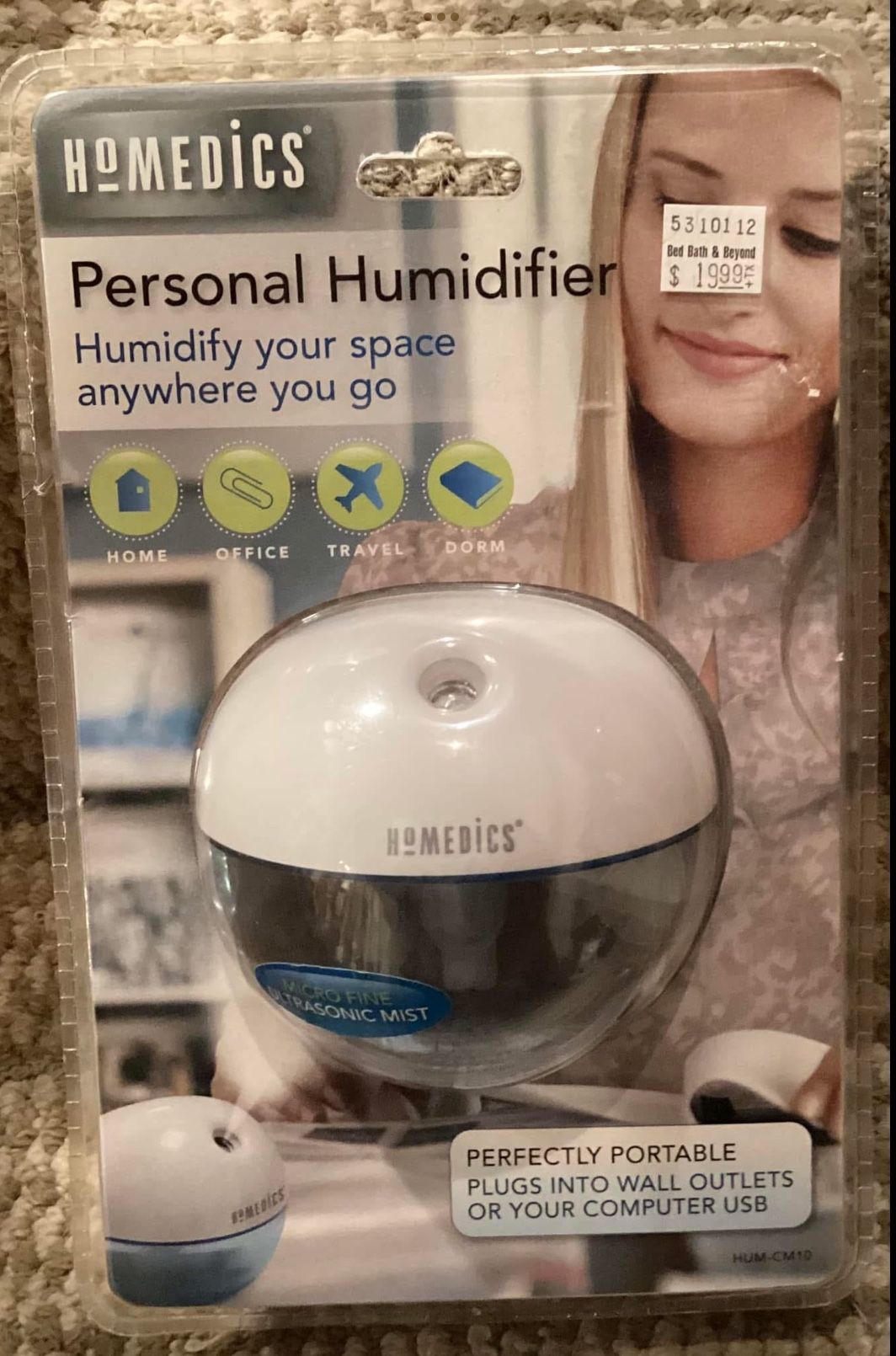 New/unopened HoMedics Ultrasonic Personal Humidifier Micro Fine Mist USB