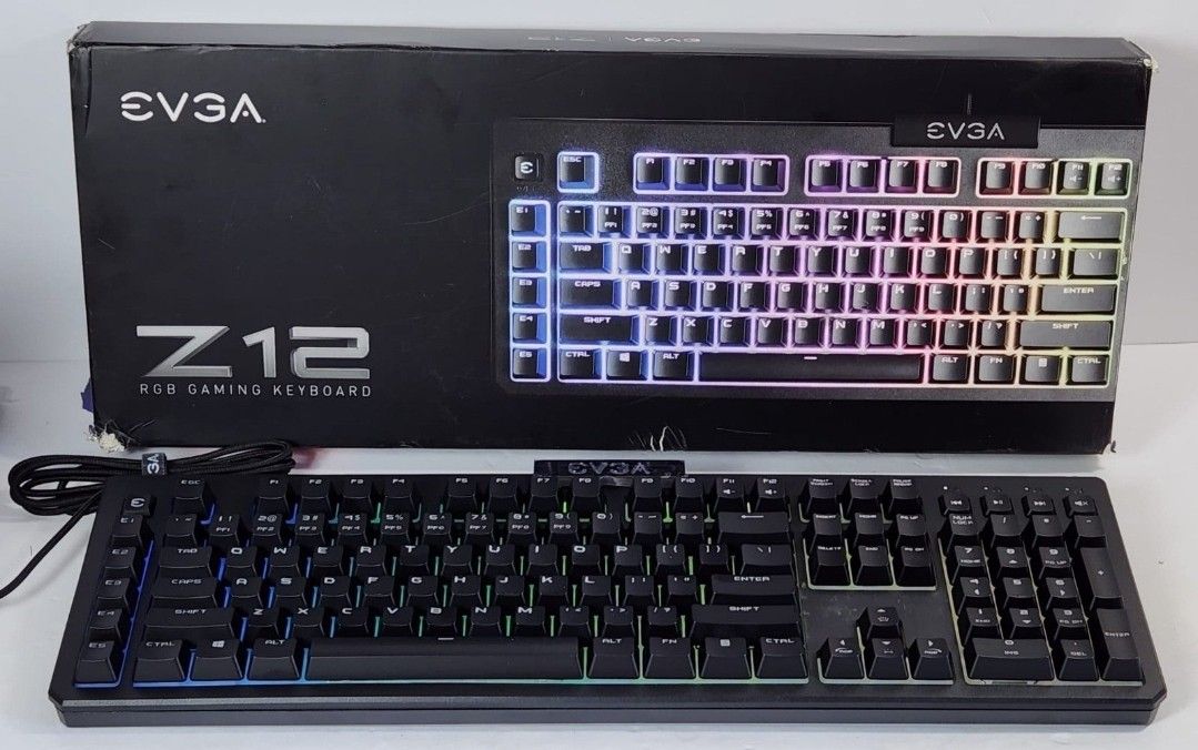 EVGA Z12 RGB Gaming Keyboard, RGB Backlit LED, 5 Programmable Macro Keys, Dedica