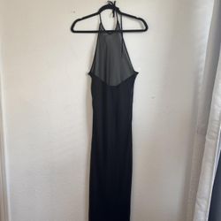 SKIMS Romance Silk Halter Dress – Onyx (XS) NWT