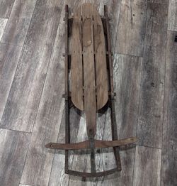 Antique 1930 Wooden Sled 53” snow steel