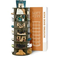 7 Tier Rotating Shoe Rack Tower  360° Spinning Storage Organizer, Modern Round Shoe Carousel for Closet, Entryway, Bedroom Space Saving Rotating Lazy 